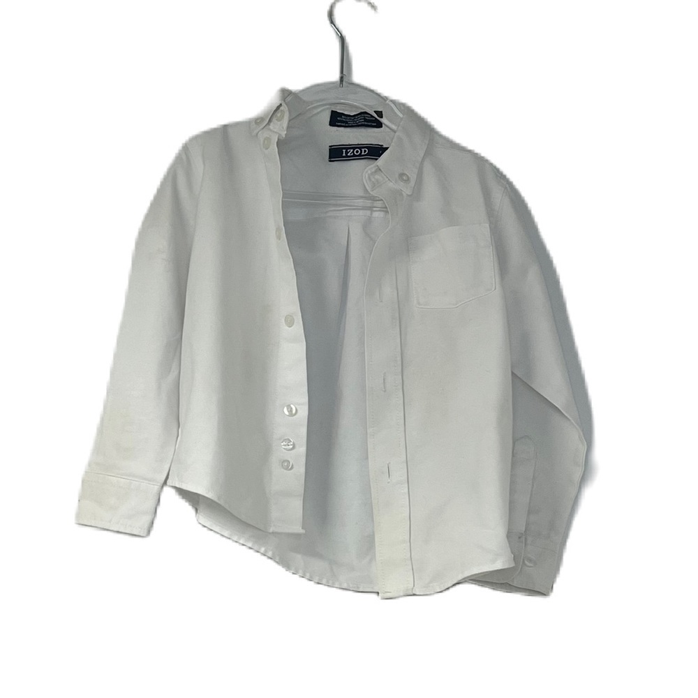 Izod boys white button down sz 4 shirt preppy long sleeve fancy party holiday